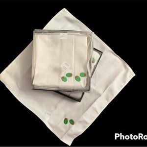 White and green cocktail napkins. 2 boxed sets. 8 total